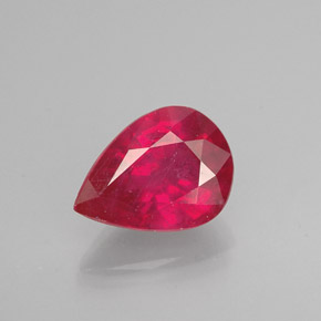 Rubí rojo natural de 1,47 ct, en forma de pera, VS-SI