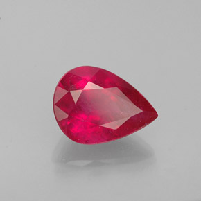 Rubí rojo natural de 1,47 ct, en forma de pera, VS-SI