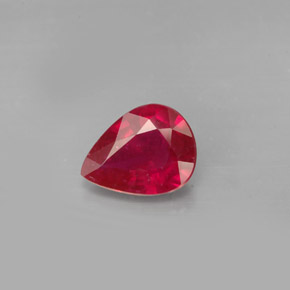 Rubí rojo natural de 1,64 ct, en forma de pera, VS-SI