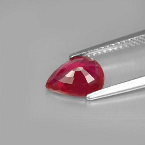 Rubí rojo natural de 1,64 ct, en forma de pera, VS-SI