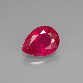 Rubí rojo natural de 1,58 ct, en forma de pera, VS-SI
