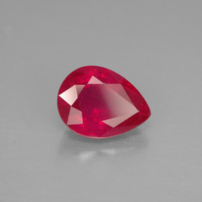 Rubí rojo natural de 1,58 ct, en forma de pera, VS-SI