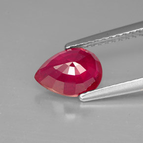 Rubí rojo natural de 1,58 ct, en forma de pera, VS-SI