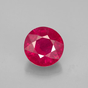 Rubí rojo natural de 1,85 ct, corte redondo, VS-SI