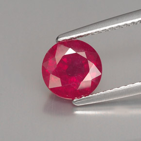 Rubí rojo natural de 1,90 ct, corte redondo, VS-SI