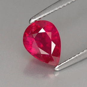 Rubí rojo natural de 1,61 ct, en forma de pera, VS-SI