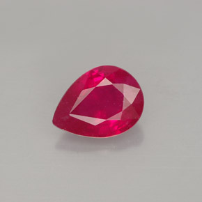 Rubí rojo natural de 1,53 ct, en forma de pera, VS-SI