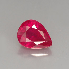 Rubí rojo natural de 1,60 ct, en forma de pera, VS-SI