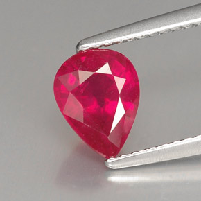 Rubí rojo natural de 1,60 ct, en forma de pera, VS-SI