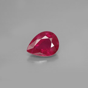 Rubí rojo natural de 1,39 ct, en forma de pera, VS-SI