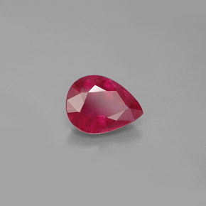 Rubí rojo natural de 1,39 ct, en forma de pera, VS-SI