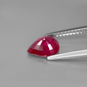 Rubí rojo natural de 1,39 ct, en forma de pera, VS-SI