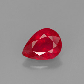 Rubí rojo natural de 1,64 ct, en forma de pera, VS-SI