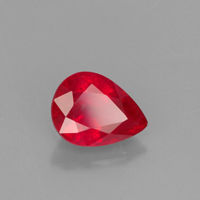 Rubí rojo natural de 1,64 ct, en forma de pera, VS-SI