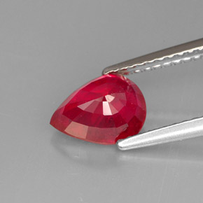 Rubí rojo natural de 1,64 ct, en forma de pera, VS-SI