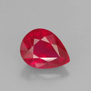 Rubí rojo natural de 1,62 ct, en forma de pera, VS-SI
