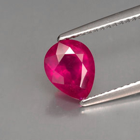 Rubí rojo natural de 1,61 ct, en forma de pera, VS-SI