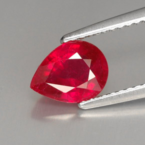 Rubí rojo natural de 1,51 ct, en forma de pera, VS-SI