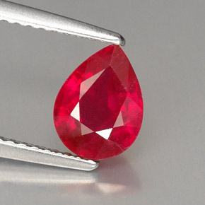 Rubí rojo natural de 1,51 ct, en forma de pera, VS-SI