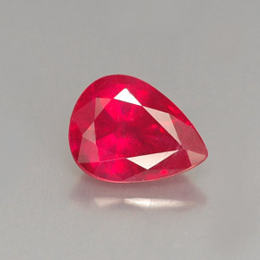 Rubí rojo natural de 1,37 ct, en forma de pera, VS-SI