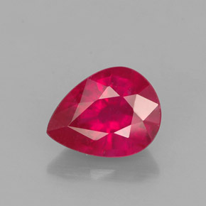 Rubí rojo natural de 1,59 ct, en forma de pera, VS-SI