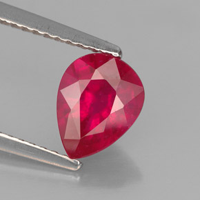 Rubí rojo natural de 1,59 ct, en forma de pera, VS-SI