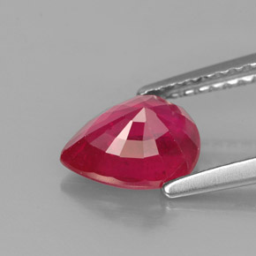 Rubí rojo natural de 1,59 ct, en forma de pera, VS-SI