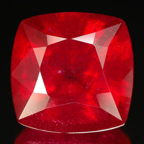 Rubí rojo natural de 5,00 ct, corte cojín, SI