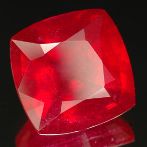 Rubí rojo natural de 5,00 ct, corte cojín, SI