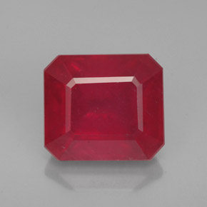 Rubí rojo natural de 4,93 ct, corte esmeralda, VS-SI