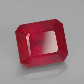 Rubí rojo natural de 4,93 ct, corte esmeralda, VS-SI