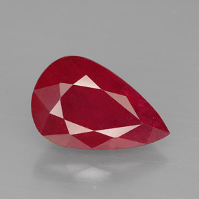 Rubí rojo natural de 4,46 ct, en forma de pera, VS-SI