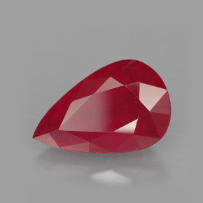 Rubí rojo natural de 4,46 ct, en forma de pera, VS-SI