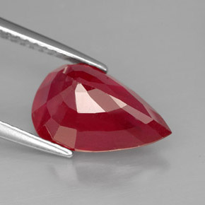 Rubí rojo natural de 4,46 ct, en forma de pera, VS-SI