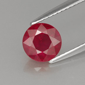 Rubí rojo natural de 1,40 ct, corte redondo, VS-SI