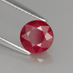 Rubí rojo natural de 1,40 ct, corte redondo, VS-SI