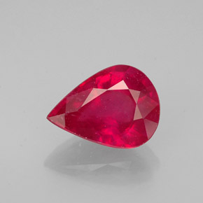 Rubí rojo natural de 1,91 ct, en forma de pera, VS-SI