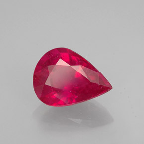 Rubí rojo natural de 1,91 ct, en forma de pera, VS-SI