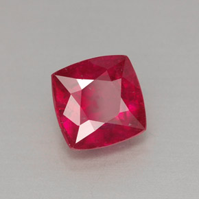 Rubí rojo natural de 1,72 ct, corte cojín, VS-SI