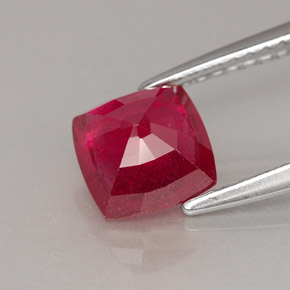 Rubí rojo natural de 1,72 ct, corte cojín, VS-SI