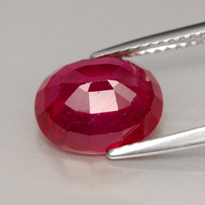 Rubí rojo natural de 4,10 ct, corte óvalo, VS-SI
