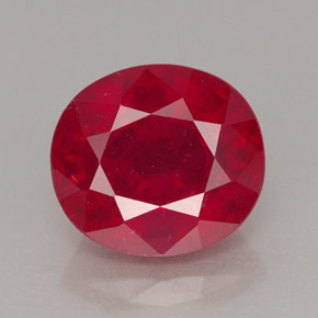 Rubí rojo natural de 3,68 ct, corte óvalo, VS-SI