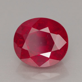 Rubí rojo natural de 3,68 ct, corte óvalo, VS-SI