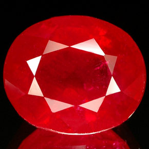 Rubí rojo natural de 4,56 ct, corte óvalo, SI