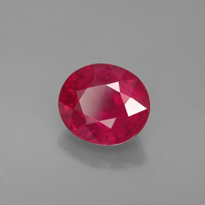 Rubí rojo natural de 1,80 ct, corte óvalo, VS-SI