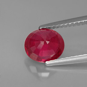 Rubí rojo natural de 1,80 ct, corte óvalo, VS-SI