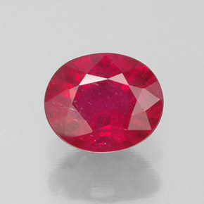 Rubí rojo natural de 1,86 ct, corte óvalo, VS-SI