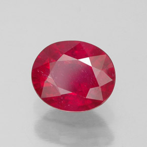 Rubí rojo natural de 1,86 ct, corte óvalo, VS-SI