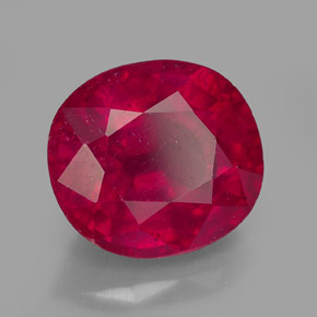 Rubí rojo natural de 3,30 ct, corte óvalo, VS-SI