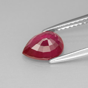 Rubí rojo natural de 1,47 ct, en forma de pera, VS-SI